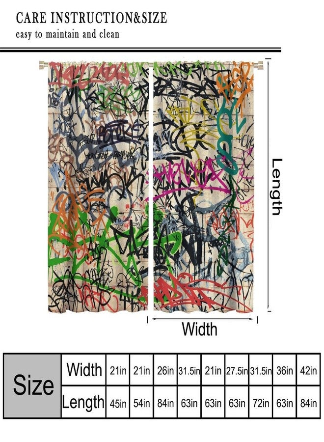 AAVEUP Graffiti Curtains for Boys Room,Modern Rap Graffiti Abstract Art Street Wall Symbol Lines Window Drapes Print for Kids Girls Bedroom Juvenile Room Bathroom 42x45in（No Blackout） - Image 2